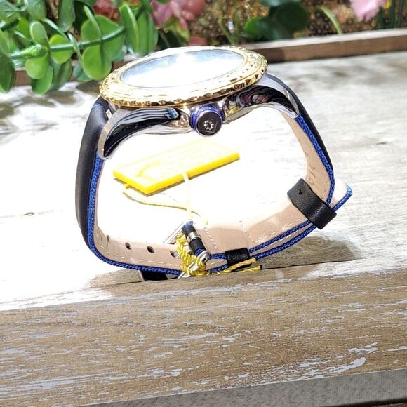 NWT INVICTA 18K PRO DIVER GOLD PLATED MENS SWISS MVMNT WATCH BLUE CALF LEATHER - Picture 5 of 16